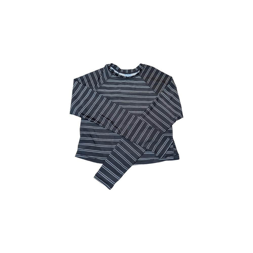 ⭐D2 Shade & Shore Rash Guard Womens Black Striped Long Sleeve UPF 50 Small